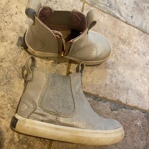 Sperry Sparkly Silver Boots Toddler Girl Size 8